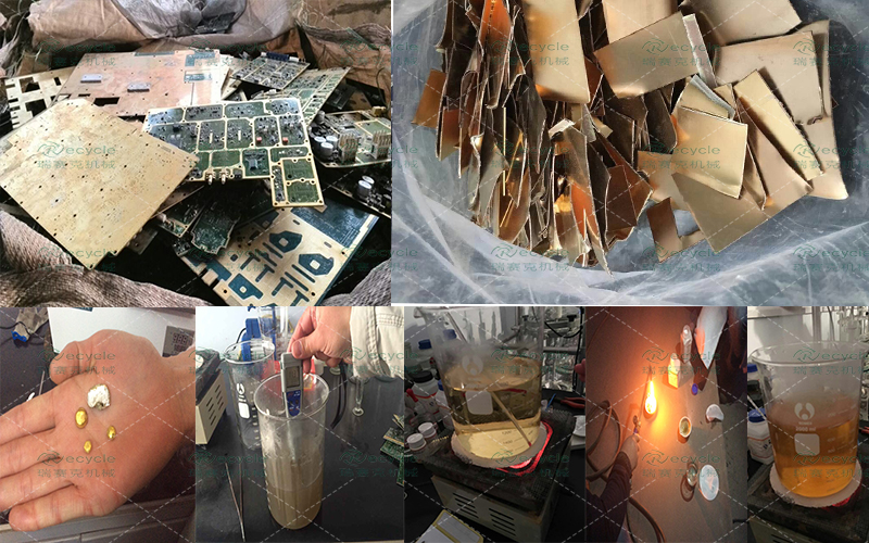 /电子垃圾电路板提炼黄金对比图/