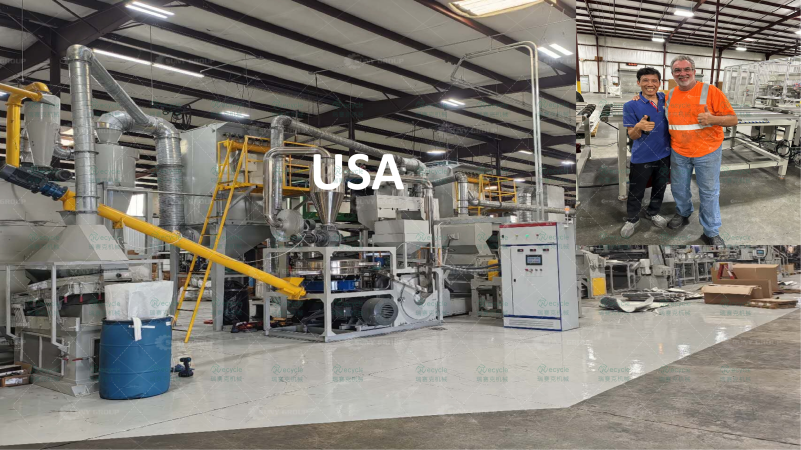 美国报废光伏组件提炼处理设备现场图